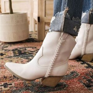 DV by Dolce Vita Tan Braided Koolson Ankle Boots